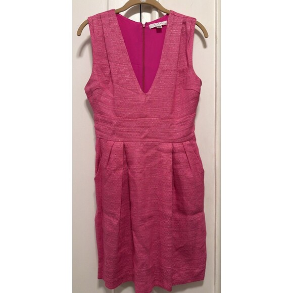 Adam Hot Pink Linen Dress - Size 2 - Picture 1 of 7